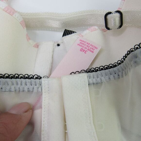 Victoria's Secret Signature Pink White Stripe and Black Floral Garter Corset 34B - Picture 5 of 5